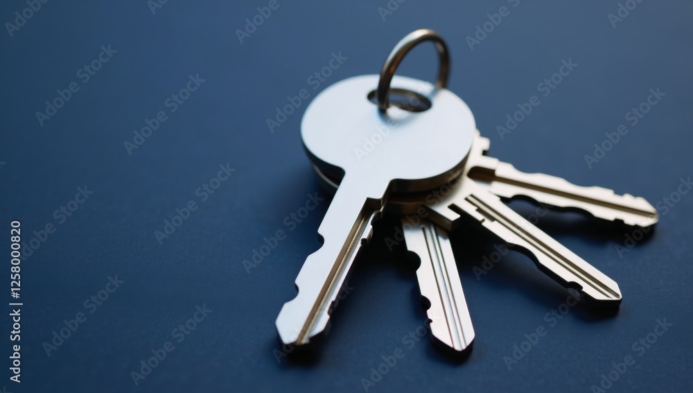 Metal key detail against dark blue background symbolizes secure access and property success Metal key detail against dark blue background symbolizes secure access and property success