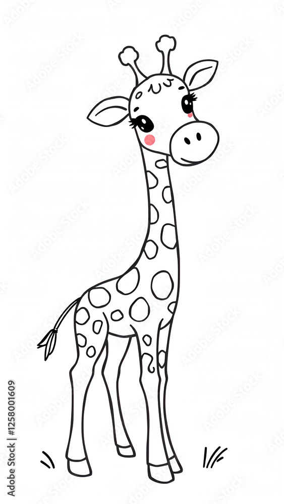 Cute cartoon giraffe with big eyes. Cute cartoon giraffe with big eyes.