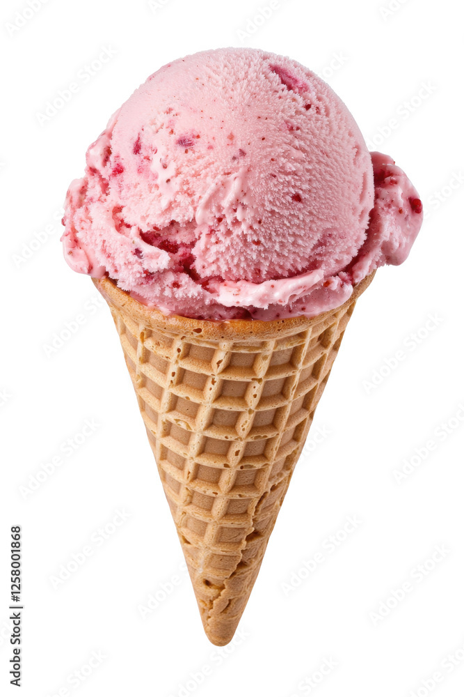 Delicious pink ice cream cone on a white isolated background Delicious pink ice cream cone on a white isolated background