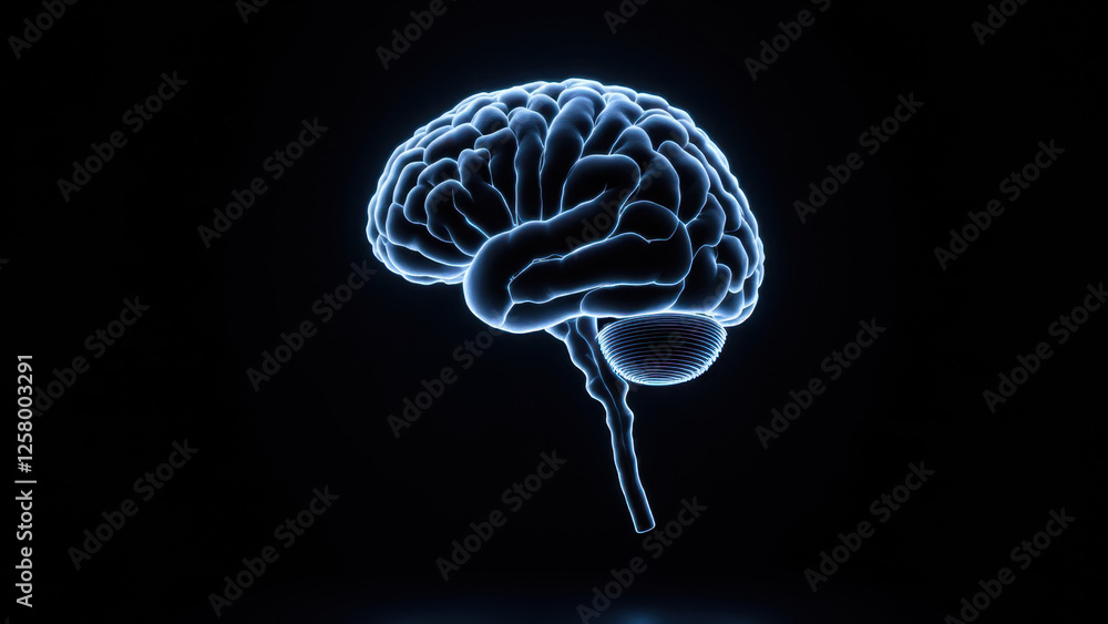 Brain with AI-generated connections on dark background. Brain with AI-generated connections on dark background.
