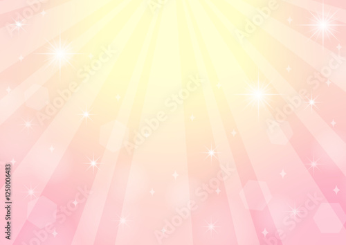 ライトの光とキラキラ　光が降り注ぐ美しい背景イラスト　ピンク