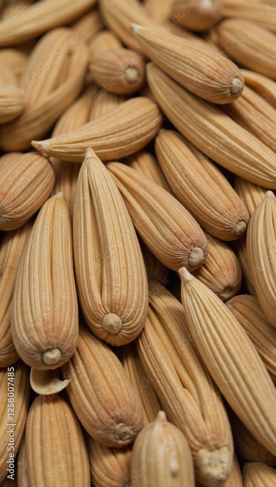 Close-up image showcasing agricultural waste Rice Husks as symbol for sustainability in food production Close-up image showcasing agricultural waste Rice Husks as symbol for sustainability in food production