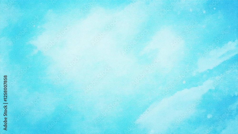 Obraz premium 淡い手描きの水彩風の素材 背景素材 ブルー 水色 背景素材 16:9サイズ AI生成素材