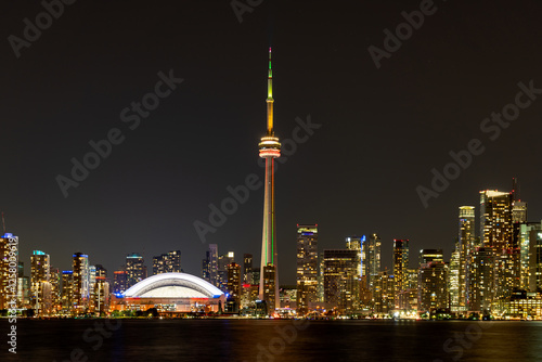 Photography Night view of Toronto City downtown skyline panorama