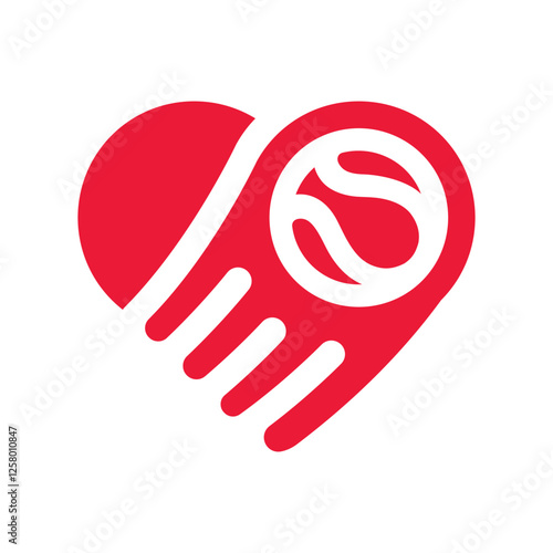 Minimalist heart and padel ball vector logo
