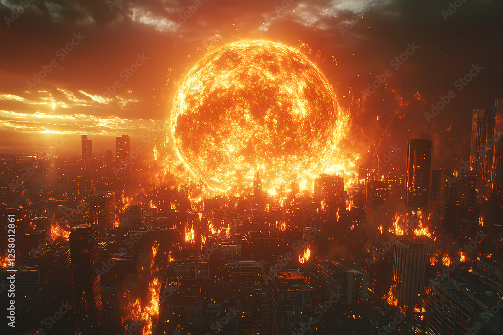 Fototapeta premium the moon left its orbit and fell to earth 