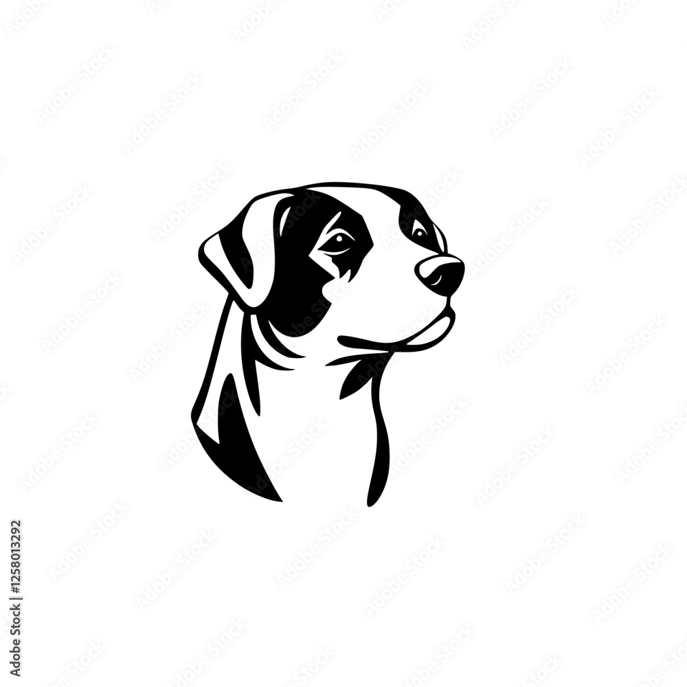 Head and Shoulders portrait of a dog, in a minimalistic, minimalist style, black and white with a profile perspective. Head and Shoulders portrait of a dog, in a minimalistic, minimalist style, black and white with a profile perspective.