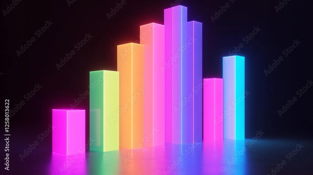 Neon Rainbow Bar Chart Abstract Digital Art Neon Rainbow Bar Chart Abstract Digital Art