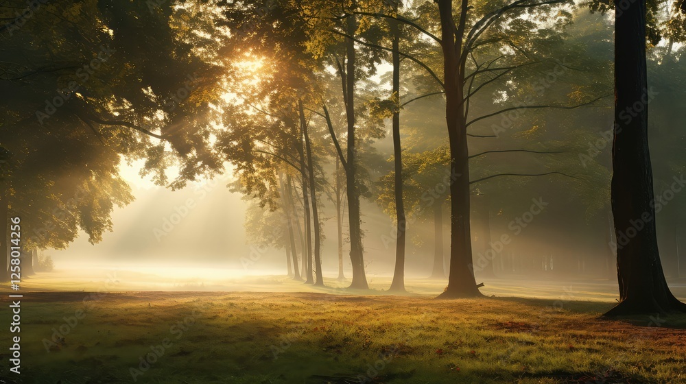 Fototapeta premium meadow sun and trees