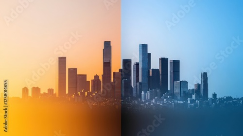 Wallpaper Mural A before-and-after image of a city air quality improvement efforts. Torontodigital.ca