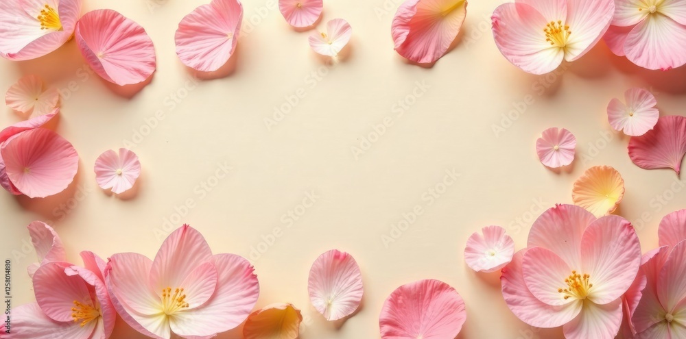 custom made wallpaper toronto digitalDelicate petals scattered on a beige flat lay, flat lay, delicate, blooming