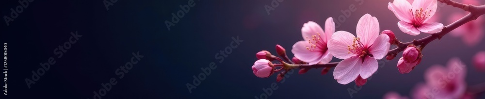 delicate pink cherry blossoms against a dark gradient background, blossom trees, cherry blossoms, blossoming delicate pink cherry blossoms against a dark gradient background, blossom trees, cherry blossoms, blossoming