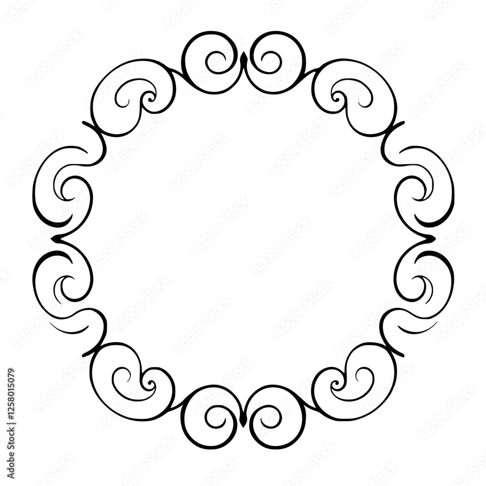 Black Ink Swirling Frame with Ornate Scrollwork on White Background, Frame, Swirls, and a minimalist design. Black Ink Swirling Frame with Ornate Scrollwork on White Background, Frame, Swirls, and a minimalist design.