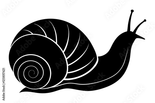 Snail silhouette vector art illustration, graphic design, isolated icon, snail clipart