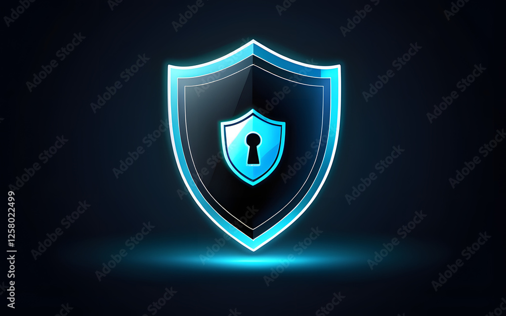 Stylized Shield Icon Representing Cybersecurity and Privacy in Digital Space Stylized Shield Icon Representing Cybersecurity and Privacy in Digital Space