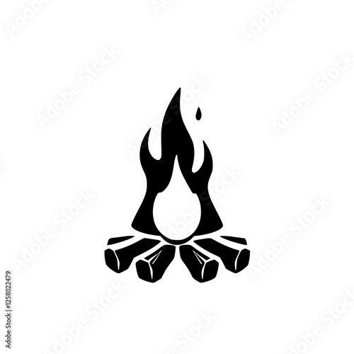 Burning Flame Silhouette: A stylized representation of a campfire.
