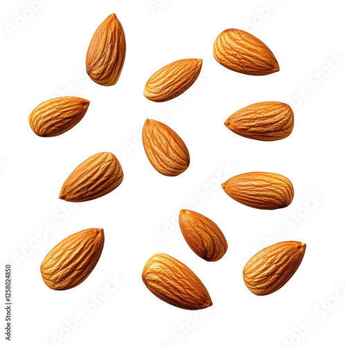 Wallpaper Mural Almonds scattered on a white isolated background. Torontodigital.ca