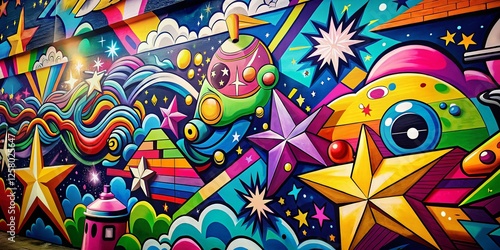 Wallpaper Mural Colorful Nursery Graffiti Wall Art Pattern, Baby Room Decor Background Torontodigital.ca