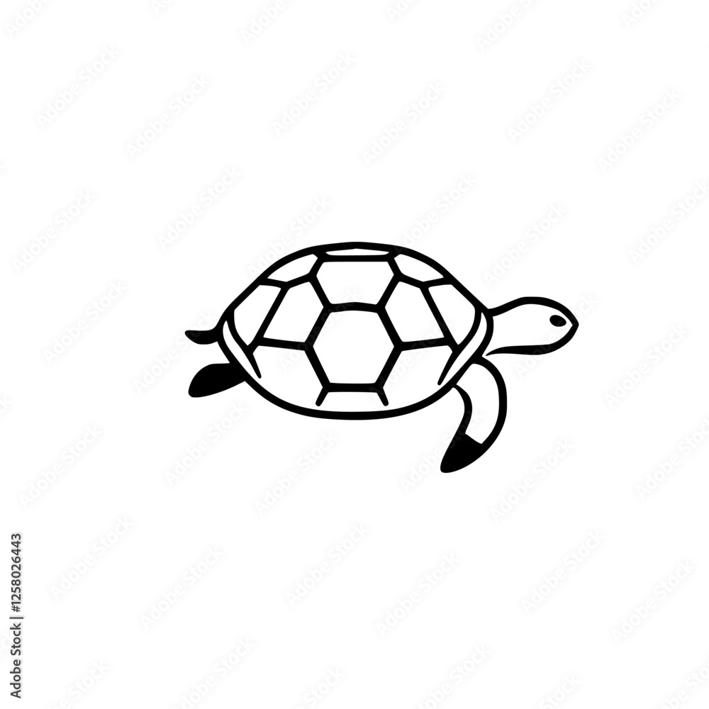 Fototapeta premium Turtle outline, black and white graphic, minimalist illustration, minimalist, turtle, shell, minimalist, turtle, swim, sea, ocean, outline, animal, water, graphic, white, black, lineart, drawing, isol