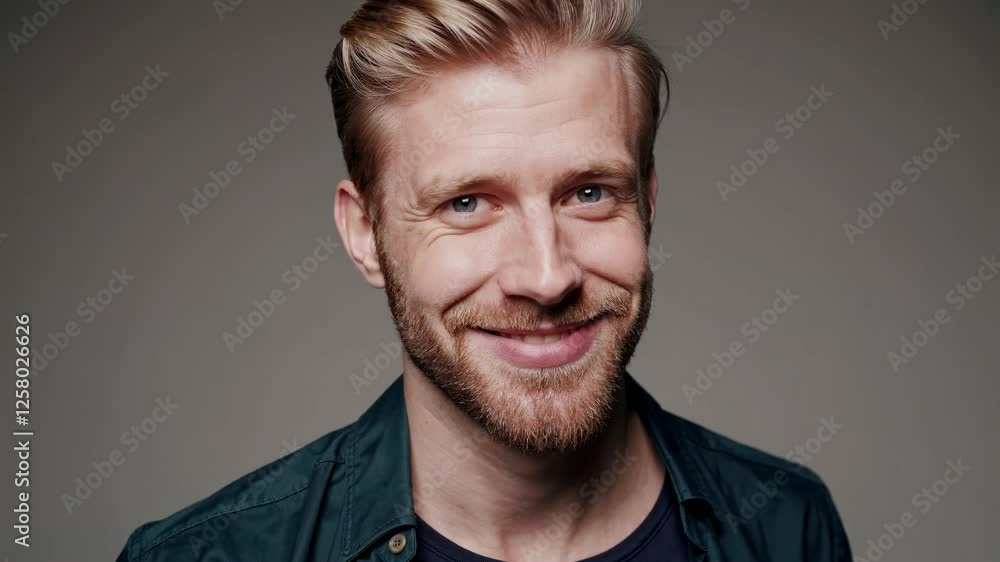 Close-up video portrait of a smiling man with a neutral background. Shot at eye level, emphasizing a friendly and approachable style. Close-up video portrait of a smiling man with a neutral background. Shot at eye level, emphasizing a friendly and approachable style.
