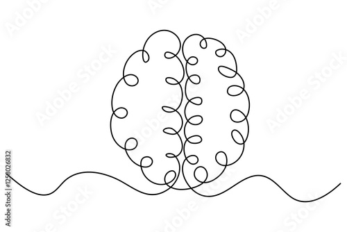 Human brain continuous one line drawing concept of Hand drawn minimalism style. brain line art vector illustration
