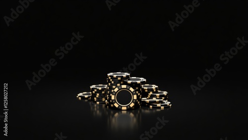 Luxurious black and gold poker chips collection photo