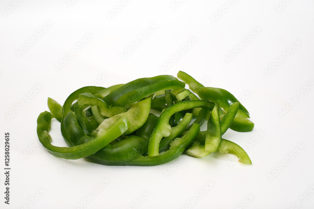 Pepper (paprika) cut into strips on white background Pepper (paprika) cut into strips on white background