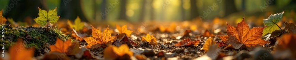 Natural drying process of leaves in the forest floor, plate, eco friendly Natural drying process of leaves in the forest floor, plate, eco friendly