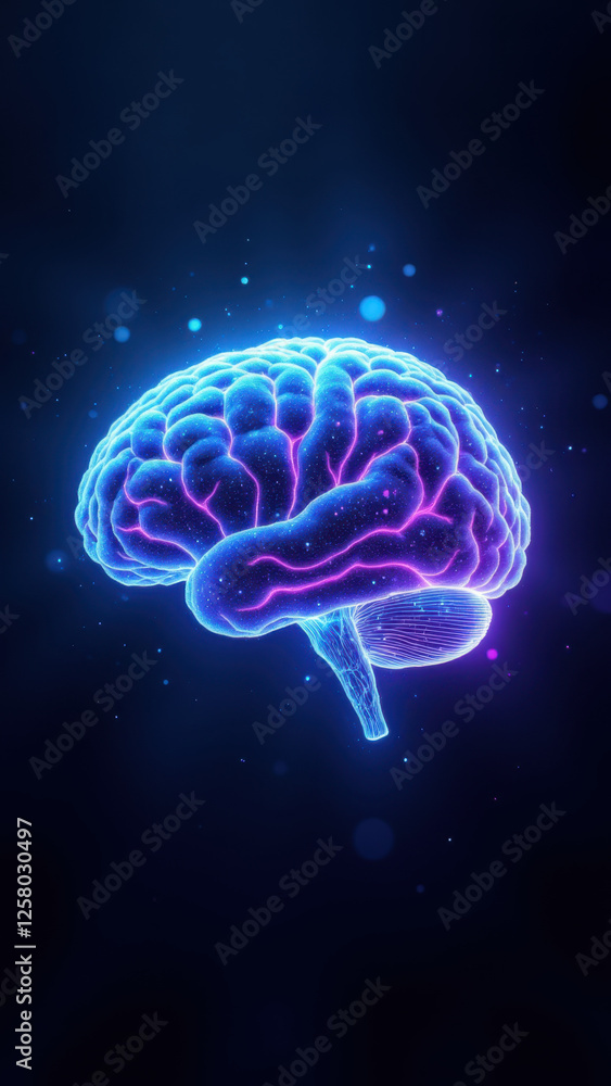 3D rendering of human brain with AI concept overlaying a gray gradient background. 3D rendering of human brain with AI concept overlaying a gray gradient background.