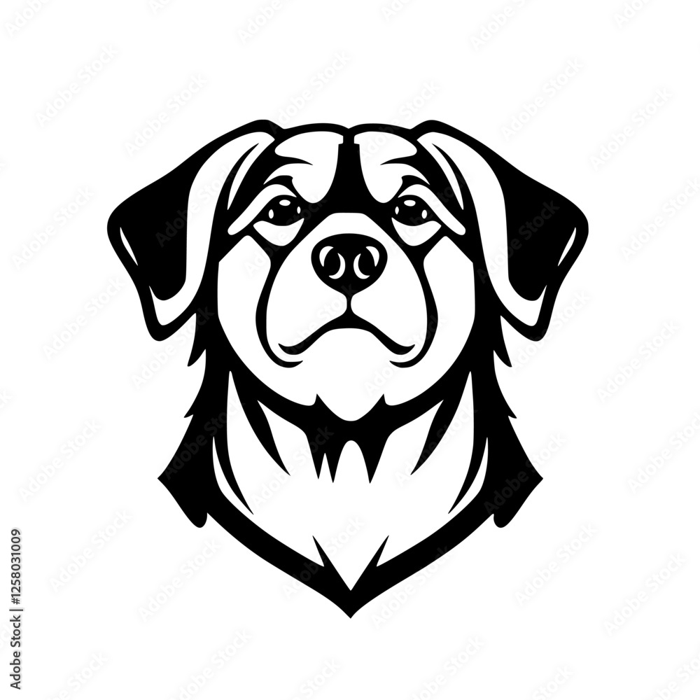 Simplified portrait of a dog, vector art style, black and white, isolated on a white background. Simplified portrait of a dog, vector art style, black and white, isolated on a white background.