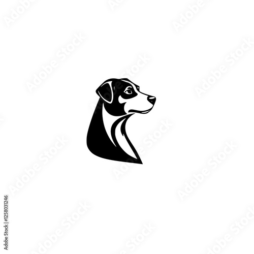 Black and White Dog Profile: A Minimalist, Isolated Canine Silhouette on a White Backdrop.