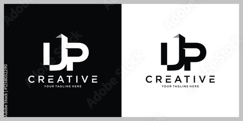 initials UP simple black and white color