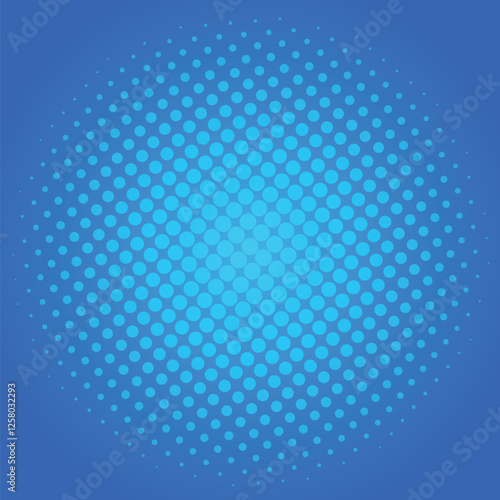 Grunge halftone gradient background. blue comic background with sun burst and dot halftone. retro comic blue background. noise texture