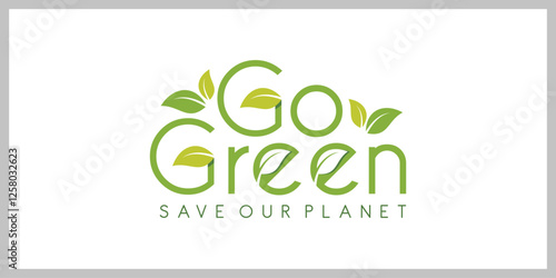 Modern Go Green Environment Label Logo Illustration In Isolated White Background