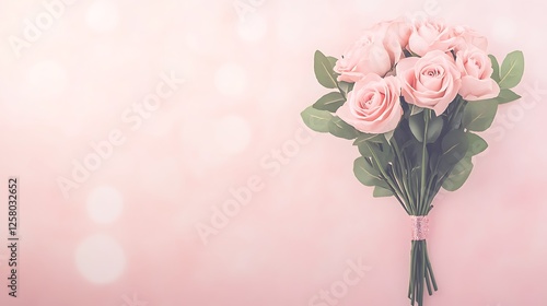 Charming Pink Roses Arrangement for Romantic Occasions or Delicate Floral Decorations on Light Background photo