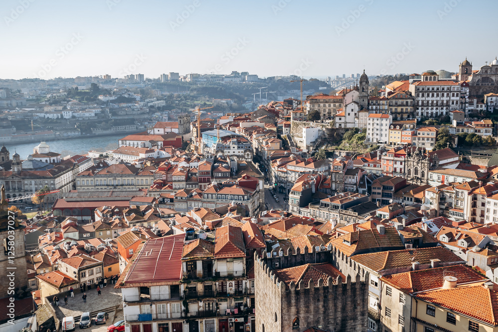 Obraz premium View of Porto rooftops on a sunny day