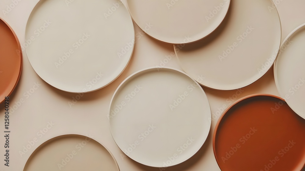 Abstract Beige and Terracotta Plates Arrangement Abstract Beige and Terracotta Plates Arrangement