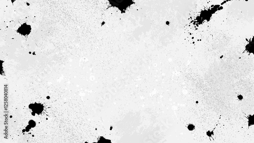 Abstract grunge white background with black ink dripping down.