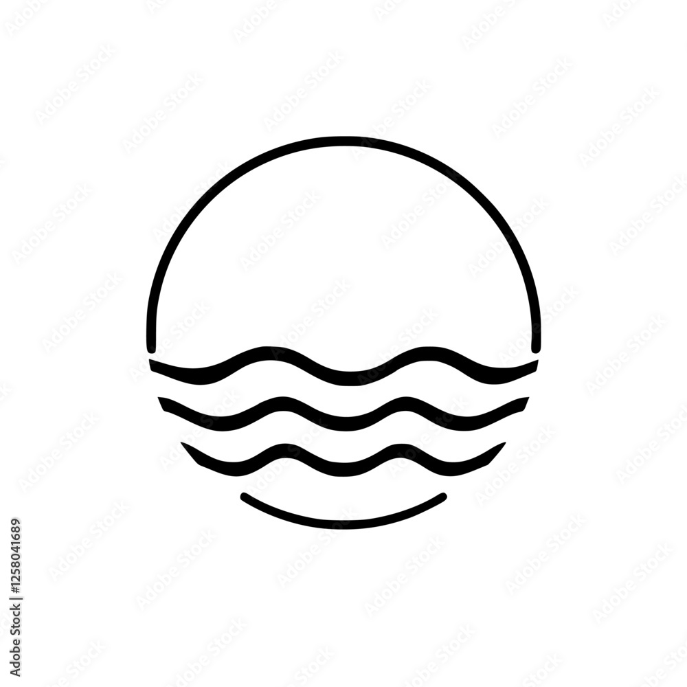 Obraz premium Simple Wave Icon with a Semi-Circle
