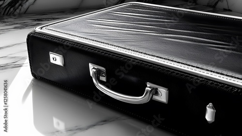 Elegant Black Leather Briefcase, Luxury Attache Case, Vintage Style Suitcase