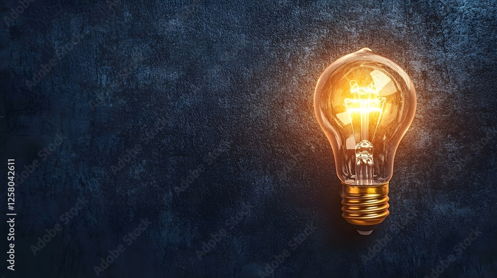 Glowing Light Bulb on Dark Background Idea Concept Glowing Light Bulb on Dark Background Idea Concept