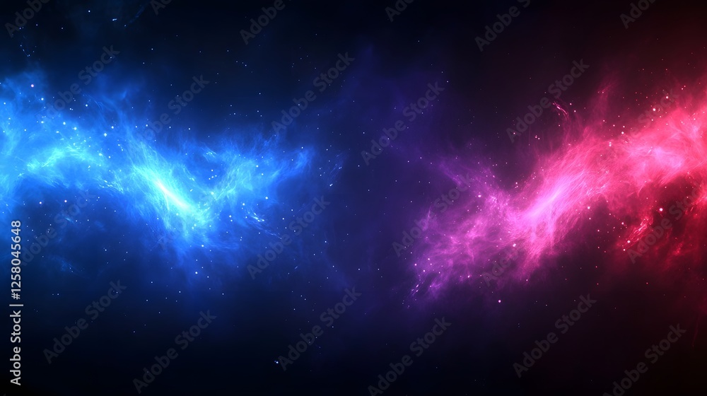 Naklejka premium Abstract Cosmic Nebula Pink Blue Swirl Galaxy Space Background
