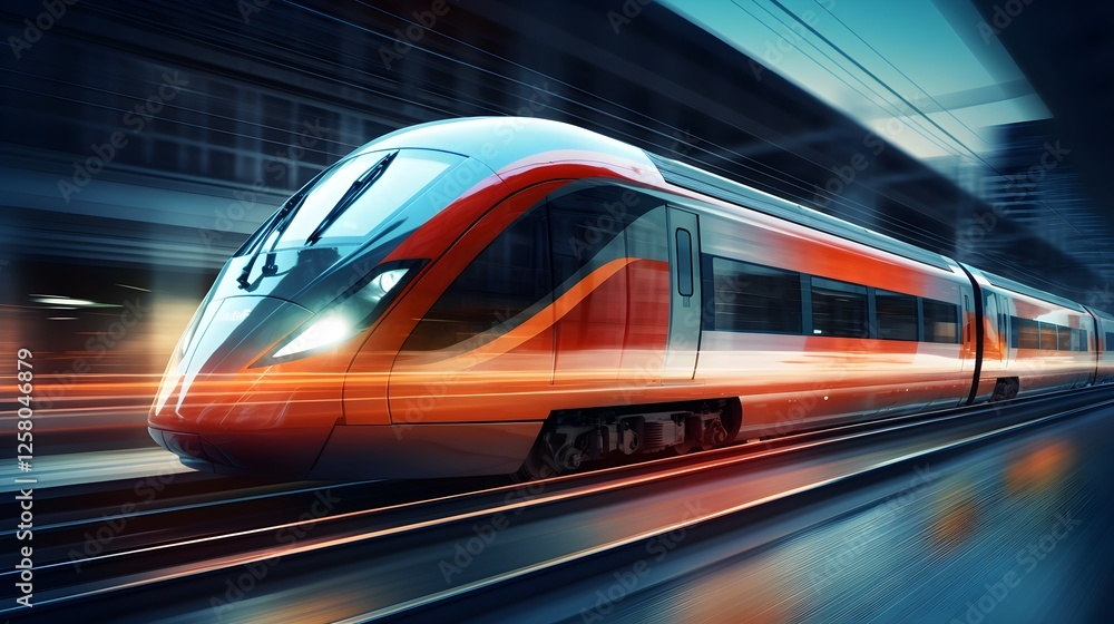 High Speed Train Modern Railway Transportation Rapid Transit Dynamic Motion Blur High Speed Train Modern Railway Transportation Rapid Transit Dynamic Motion Blur