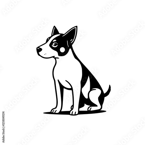 Black-and-White Dog sitting.