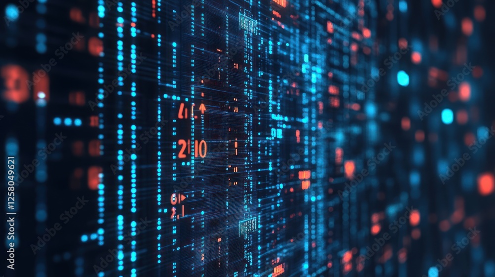 Big data analytics concept, matrix-style digital screen Big data analytics concept, matrix-style digital screen