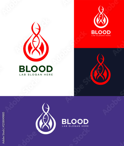 Blood Lab Logo Design DNA, Genetics, Medical Test, Healthcare