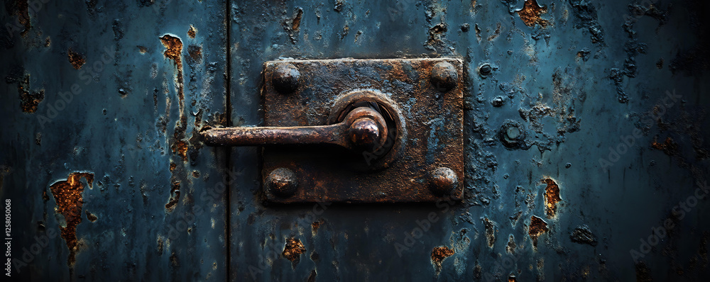 Rusty Old Metal Door Latch Closeup Detailed Texture Image Rusty Old Metal Door Latch Closeup Detailed Texture Image