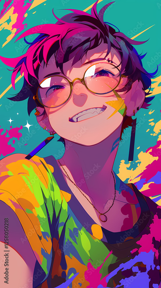 Fototapeta premium cute character punk girl posing