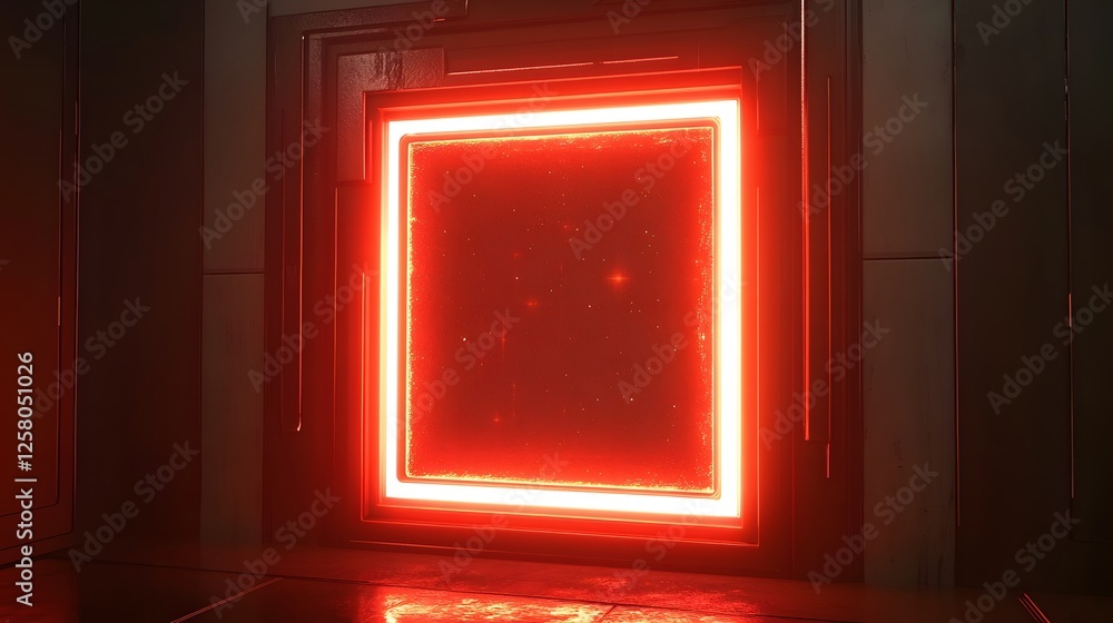 Futuristic Red Neon Portal Glowing Square Frame Futuristic Red Neon Portal Glowing Square Frame