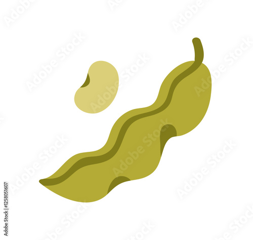 Soybean pod. Soy bean, green edamame seed. Fresh organic legume, vegan vegetarian protein food. Healthy natural Asian soya vegetable. Flat vector illustration isolated on white background